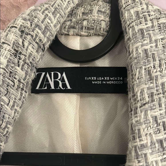 Zara Gray Blazer Tailored Tweed Jacket - Picture 2 of 3